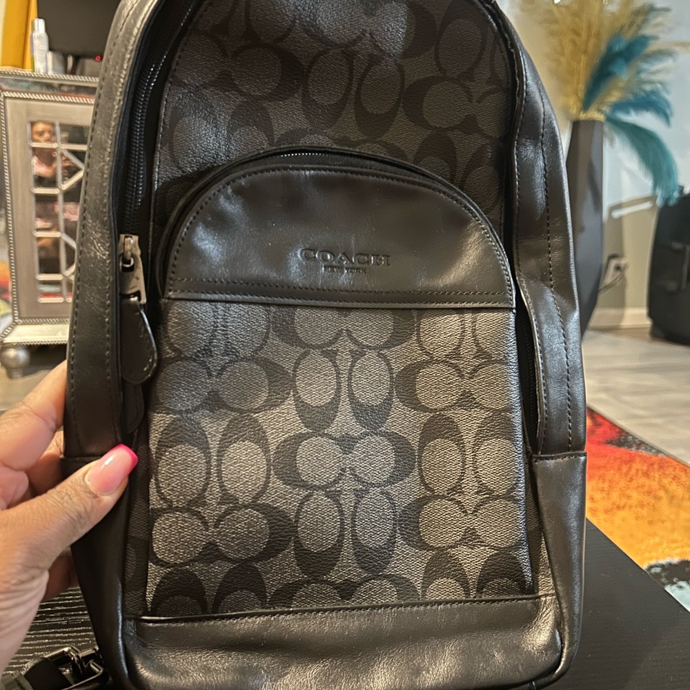 Coach Signature Black and Gray Men's Backpack